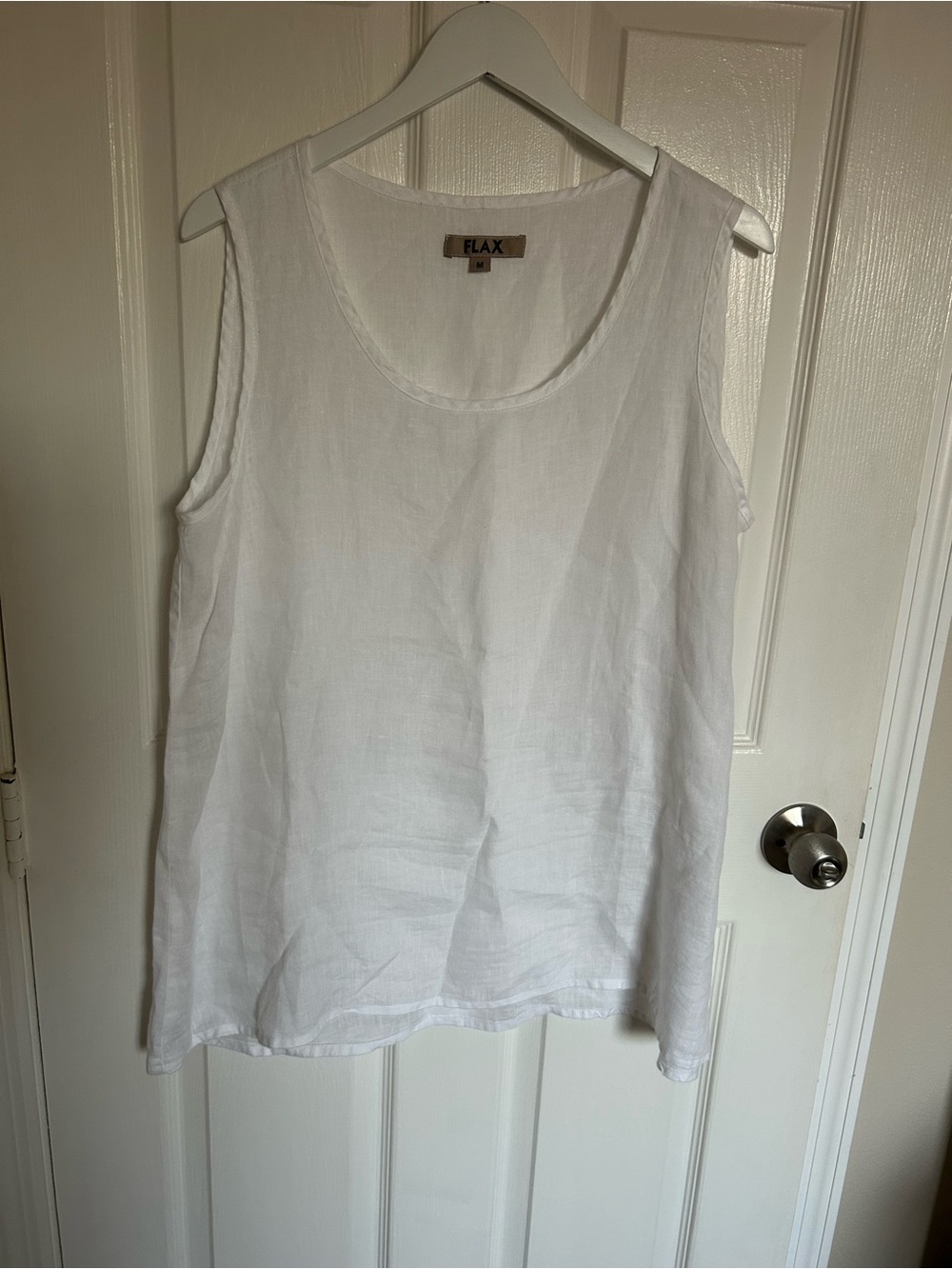 Flax White Linen Scoop Neck Tank Top